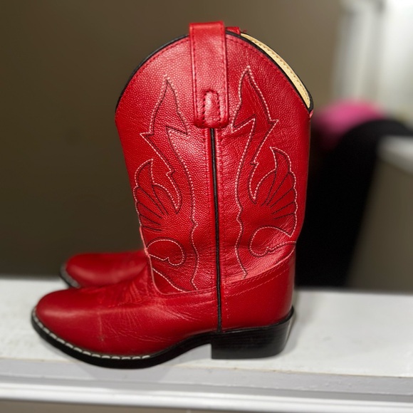 Kids Red Leather Cowboy Boots - Picture 8 of 8